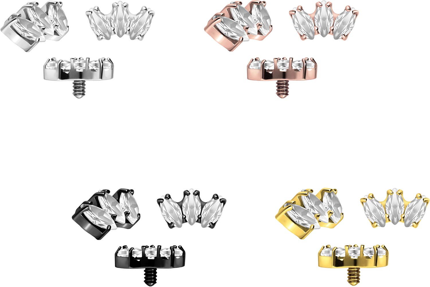 PIERCINGLINE Titan Schraubaufsatz – Kristallblume, 0,9 Mm Gewinde, 3,5 Mm Disc, Antiallergen